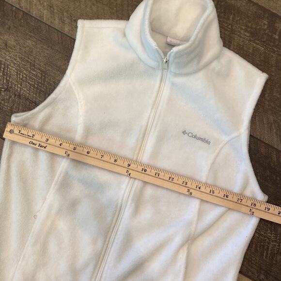 COLUMBIA White Full Zip Fleece Vest Medium - Picture 4 of 7